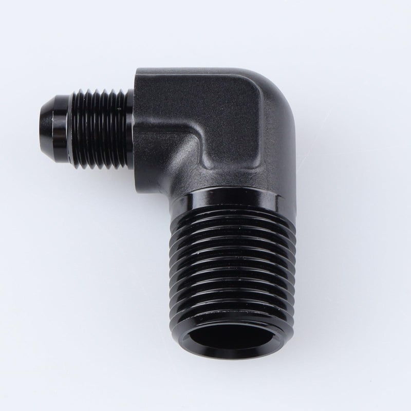 AC PERFORMANCE محول توصيل زاوية 90 درجة من الألمنيوم الأسود AC PERFORMANCE -6 AN AN6 ذكر إلى 1/2" NPT ذكر - Image 3